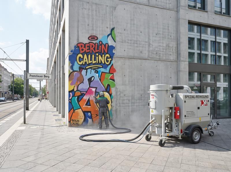 Graffiti Entfernung Berlin Beton – Sichtbeton-Fassade nach professioneller Graffitireinigung
